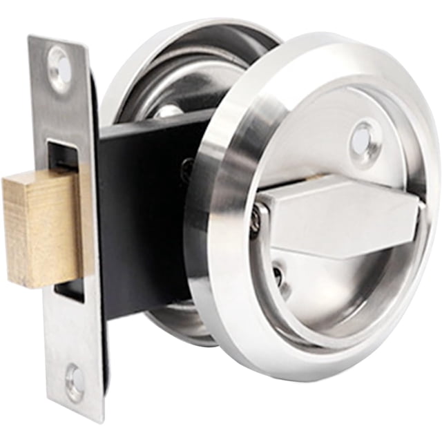 shiyou-Cup Door Locks Without Keys,304 Round Recessed Install Door Lock,Hidden Cup Door Handle,Square Lock Cylinder Cup Locks,Hidden Pulls Ring,for Privacy Door Bathroom Bedroom etc Sliver