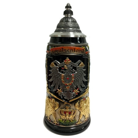 - History of the German Eagle with Pewter Emblem Gift Boxed LE Beer Stein 1 L