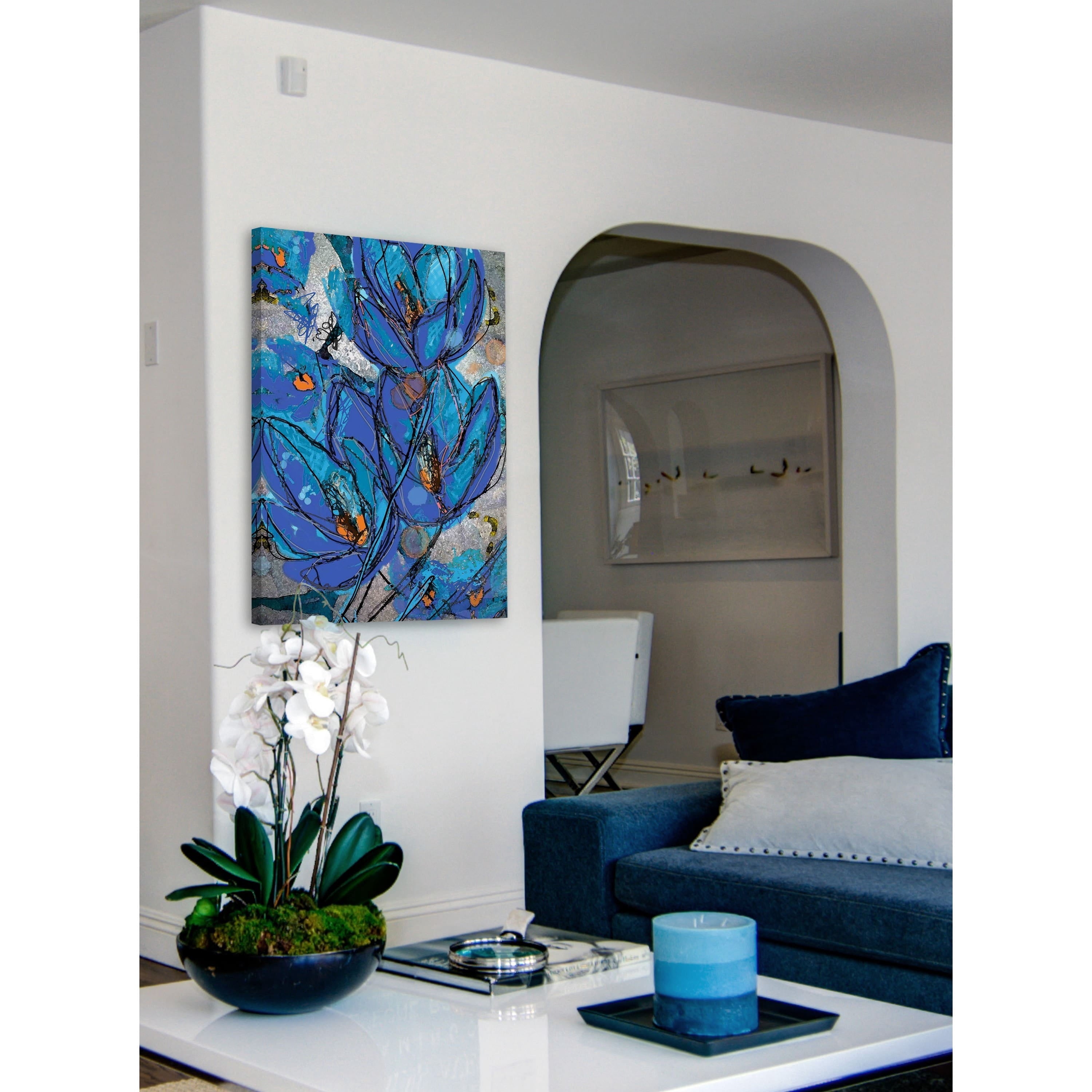 Sketch Cyanine Blue Painting Print on Wrapped Canvas