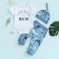 thumbnail image 4 of Douhoow 3PCS Summer Outfits for Newborn Baby Boys Short Sleeve White Romper+Whale Print Pants+Hat 3 6 12 Months, 4 of 9