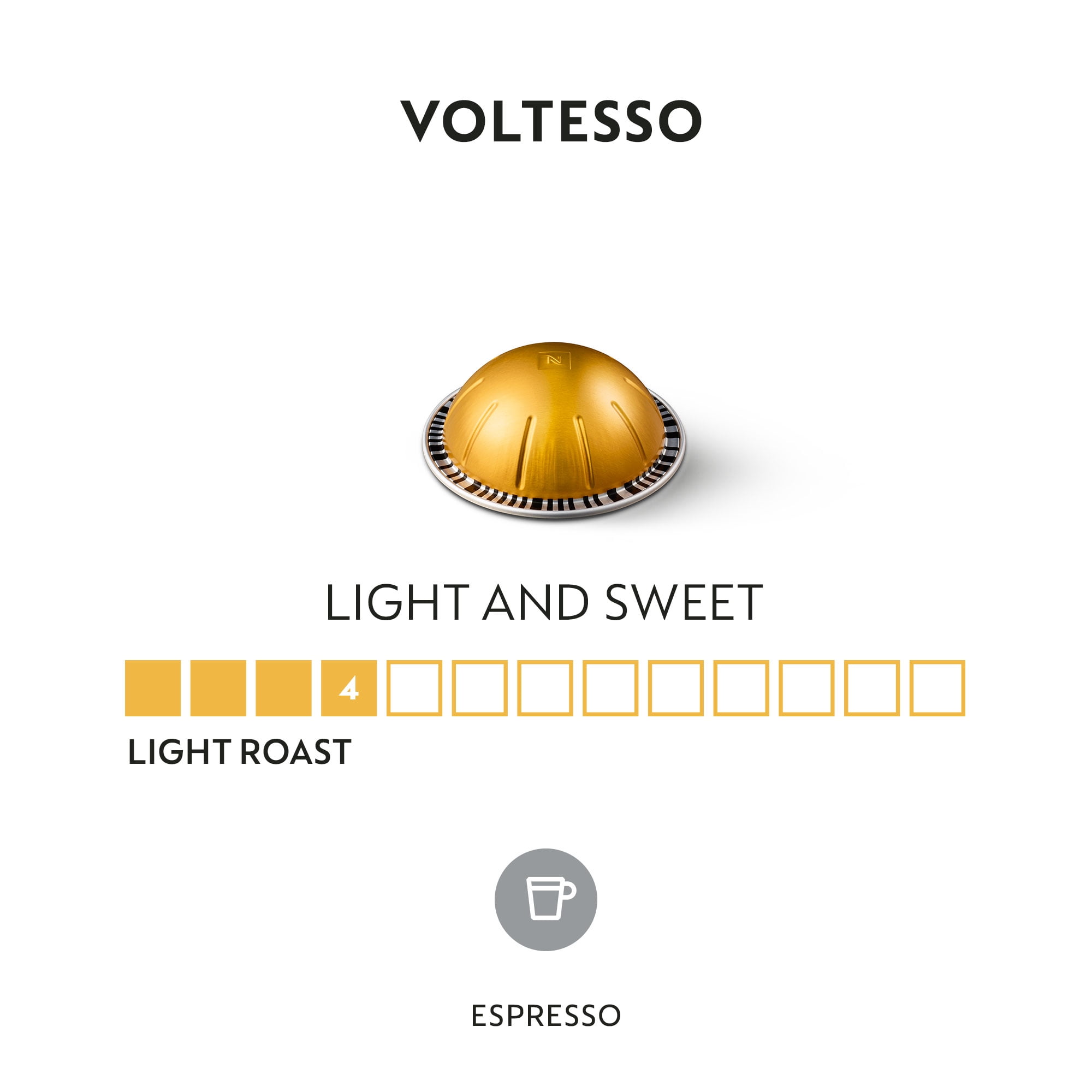 Nespresso Capsules Vertuo, Voltesso, Mild Roast Espresso, 50-Count Espresso Coffee Pods