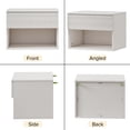 thumbnail image 3 of Hommoo Set of 2 Nightstand, Carved Surface Wall-Mounted Bedside Table Set with Drawer & Open Shelf, 3-Section Slides, White, 3 of 9