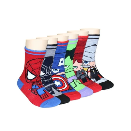 

Marvel Super Heroes Avengers Kids Toddlers 6 pack Crew Socks MGG09