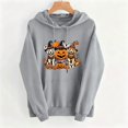 thumbnail image 3 of Fmbrln Women's Halloween Graphic Hoodie Long Sleeve Drawstring Hooded Sweatshirt Casual Pumpkin Print Pullover Tops with Pocket Gray L, 3 of 5