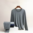 thumbnail image 4 of KeShDi Men Thermal Underwear Set Men Casual Solid Long Sleeves High Elasticity Keep Warml Underwear and Pants Suit Dark Gray 2X, 4 of 9