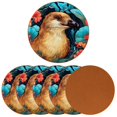 thumbnail image 2 of Platypus Set of 6 Round Microfiber Leather Coasters, 11x11 cm/4.3x4.3 inch Drink Coasters for Table Home Decor, 2 of 6