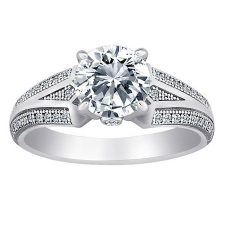 Majestic Sterling Silver Micropave Solitaire CZ Vintage Inspired Ring