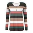 thumbnail image 4 of FAIWAD Women's Long Sleeve Knit Top Fall Winter Striped Print Ribbed Slim Stretch Top Button Down Basic Top, 4 of 4