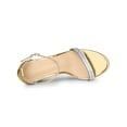 thumbnail image 4 of BLISSFUL STEP Women's Sandals Rhinestone Chunky Heel Ankle Strap Open Toe Party Shoes Gold 6, 4 of 7