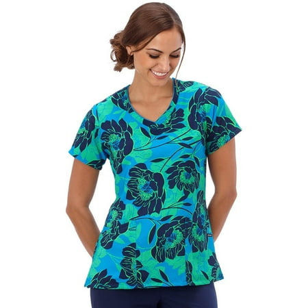 Flare Print Wrap - Classic Fit Collection by Jockey® Women's Mock Wrap Floral Print Scrub Top