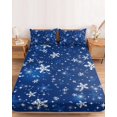 thumbnail image 2 of Twin XL Size Fitted Sheet Set - Blue Snowflake Christmas 2 Piece Bedding Sets 16" Deep Pocket Fitted Sheet with 1 Pillowcases, Winter Xmas Snowflake Brushed Microfiber Hotel Luxury Bed Sheets, 2 of 9
