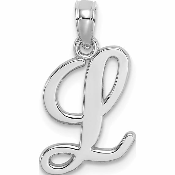 10K White Gold Polished L Script Initial Charm Made In United States 10k6422wl