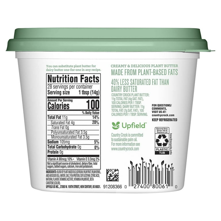 Country Crock Plant Butter with Avocado Oil, 14 oz Tub (Refrigerated)