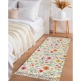 thumbnail image 3 of Area Rug with Tassels 2' x 5', Spring Country Flowers Kitchen Runner Rug for Hallway Bedroom Throw Rugs, Watercolor Farm Floral Art Soft Door Mat for Bathroom Entrance Living Room, 3 of 9