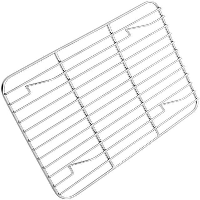 LNGOOR 2 Pcs Stainless Steel Cooling Rack 9.8” x 7.5” Baking Cooking Roasting Grilling Rack for Cookies Bread Cakes
