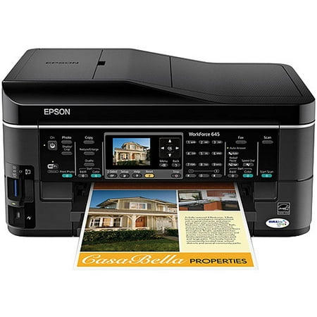 Epson WorkForce 645 Wireless All-in-One Color Inkjet Printer, Copier, Scanner, Fax, iOS/Tablet/Smartphone/AirPrint Compatible (C