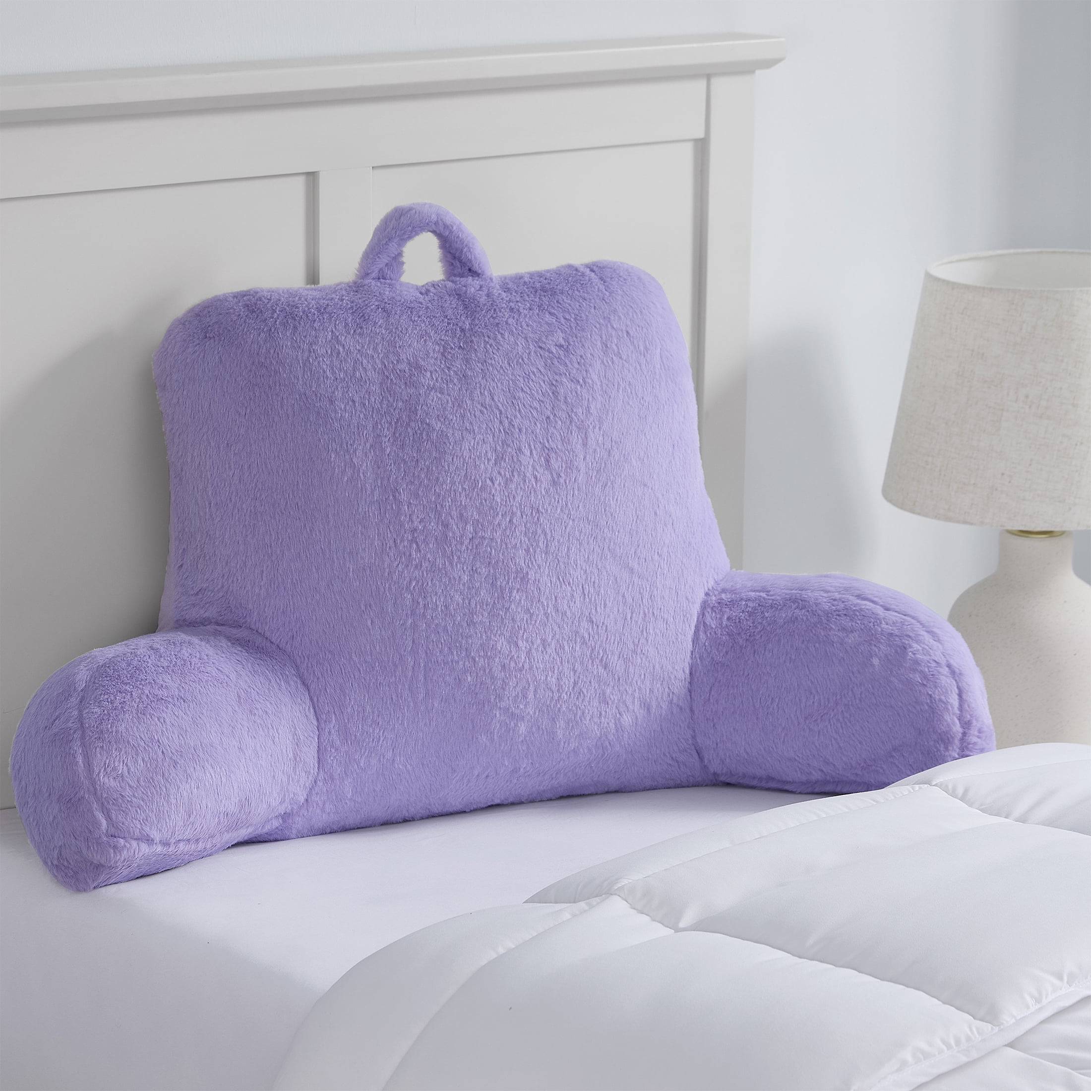 Mainstays Faux Fur Plush Bedrest Pillow, Specialty Size, Lilac Bud