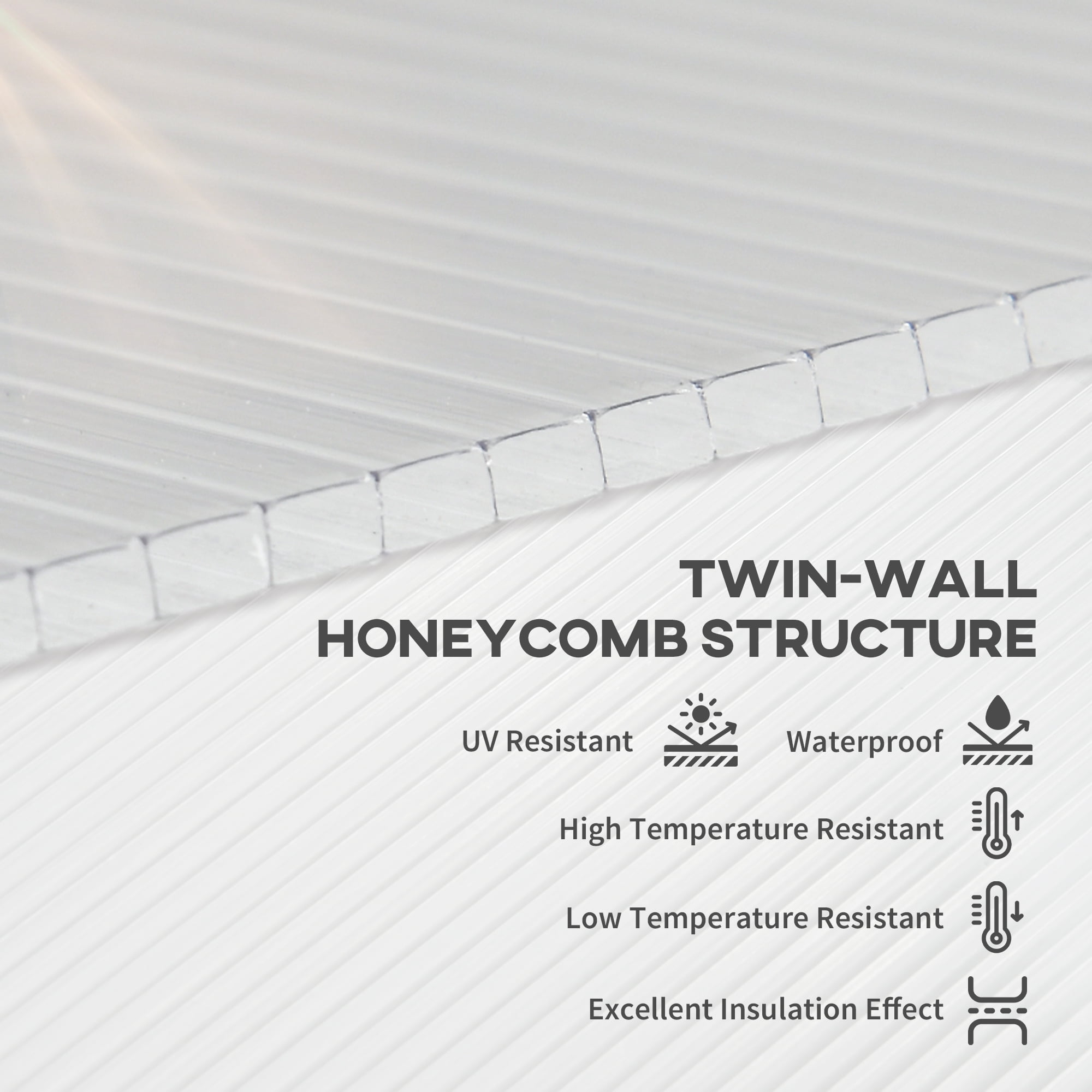 Outsunny 14 Piece Twin-Wall Polycarbonate Greenhouse Panels, 4' x 2' x 0.16"
