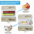 thumbnail image 5 of Plastic Pencil Box Large Capacity Pencil Boxes Clear Boxes with Snap-Tight Lid Stylish Office Supplies Storage Organizer Box Buffalo Herd Oil Painting, 5 of 7
