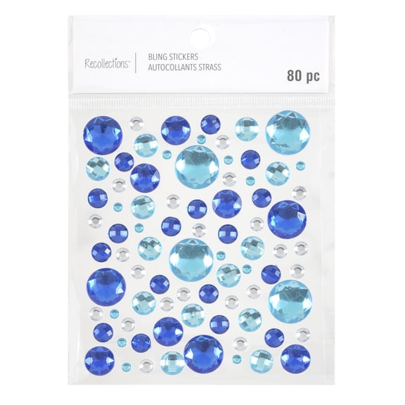 12 Pack: Blue Mixed Gem Bling Sticker Sheet by Recollections
