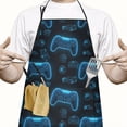 thumbnail image 2 of Neon Controllers Games Icons Black Pattern Apron-Garden Aprons for Women with Pockets-Cotton Linen Waterproof Kitchen Cooking Gardening Aprons Adjustable for Kitchen,Cooking,BBQ and Salon 33x27 Inch, 2 of 5