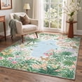 thumbnail image 4 of KUETH 2x3 Machine Washable Modern Floral Accent Rug, Soft Low Pile Non Slip Backing Rug, TEAL BLOOM Rug for Entryway Bedroom Kitchen, 4 of 5