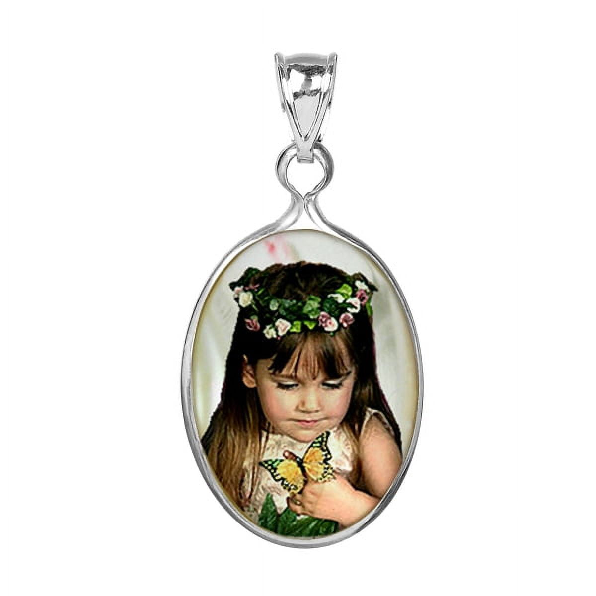 Personalized Oval Frame Mother of Pearl Color Photo Charm for Adult Women