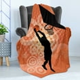 thumbnail image 4 of Basketball Soft Flannel Fleece Blanket, Basketball Player Silhouette Athlete Competition Championship Promotion, Cozy Plush for Indoor and Outdoor Use, 70" x 90", Pale Orange Black, by Ambesonne, 4 of 5