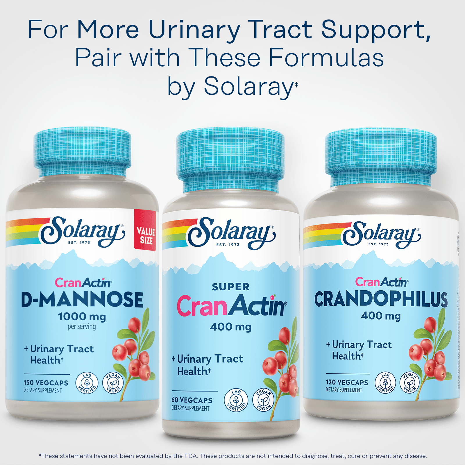 Solaray Super CranActin Cranberry Extract 400mg | Healthy Urinary Tract Support | With Added Vitamins | 60 VegCaps