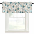thumbnail image 4 of Kitchen Valances for Window, Blue Yellow Beige Sea Star on Linen Light Filtering Rod Pocket Valance Curtain, Summer Oceans Short Curtains Window Topper for Bedroom Bathroom Living Room 54x18in, 4 of 9