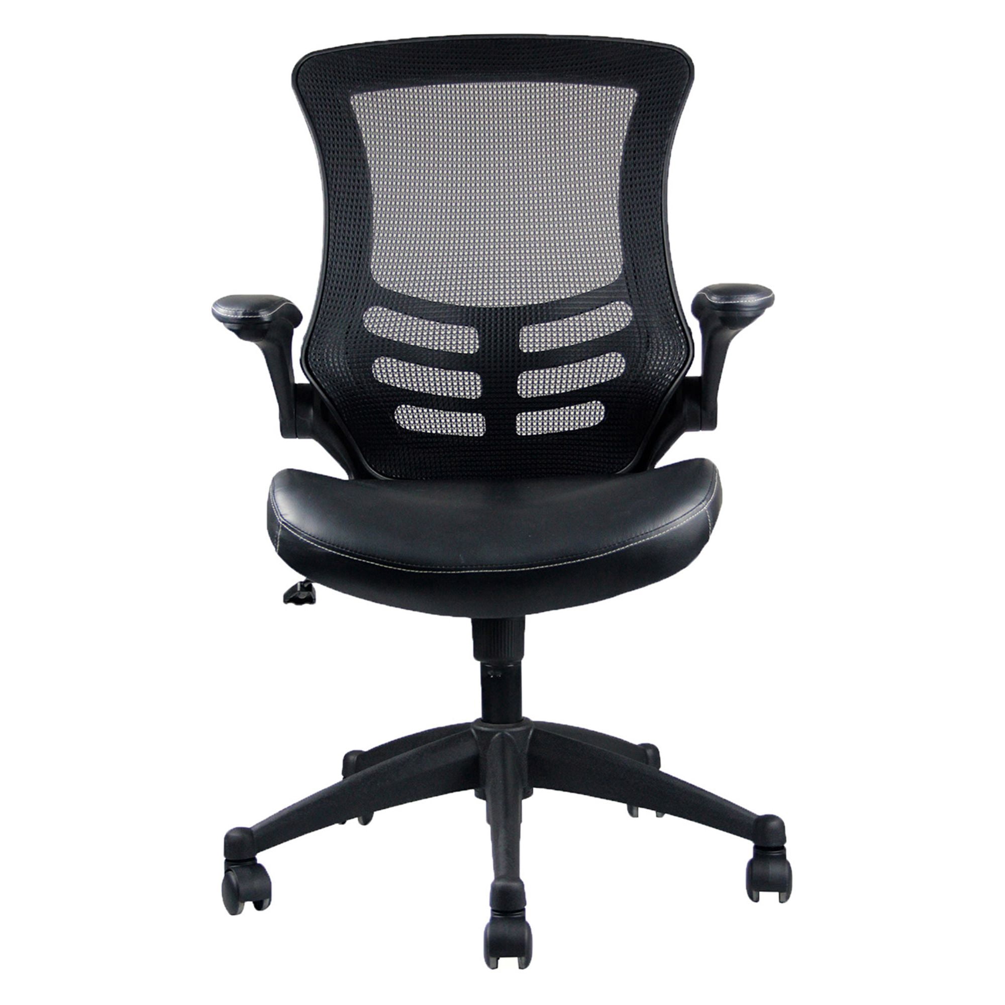 Techni Office Solutions 3' Solid Black Stylish Mid-Back Mesh Office Chair with Adjustable Arms