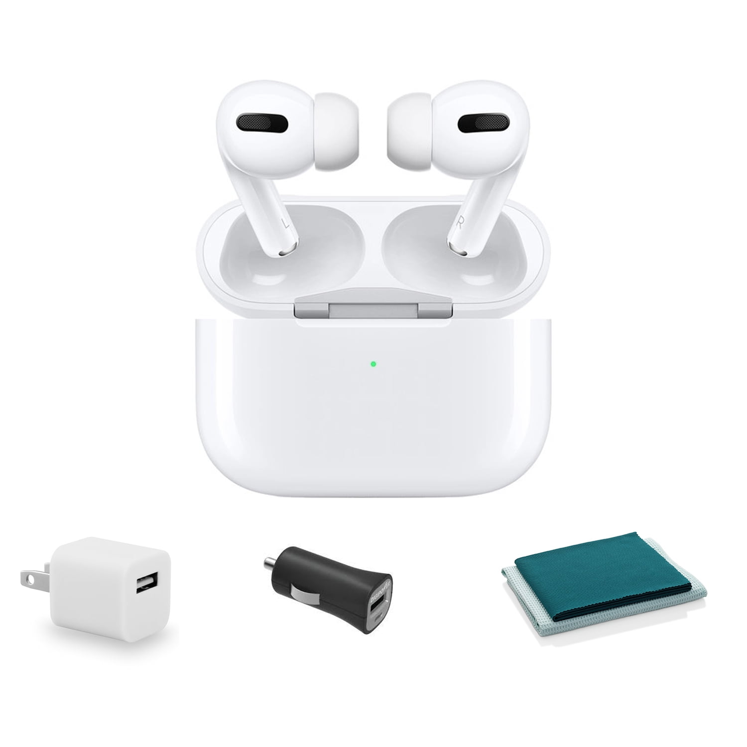 Apple AirPods Pro Bundle with Wireless Charging Case + USB Car Charger