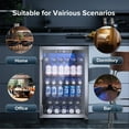 thumbnail image 5 of Havato 4.5Cu.ft Beverage Refrigerator Cooler, 152 Cans, Silent Operation, Stainless Steel Glass Door with Handle, Bar/Office/Home, Silver, 5 of 7