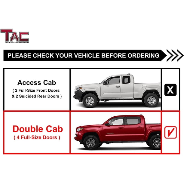 TAC Side Steps Running Boards For 2005-2023 Toyota Tacoma Double Cab - Black Oval Textured Nerf Bars (2-Piece Set) 4 thumbnail image
