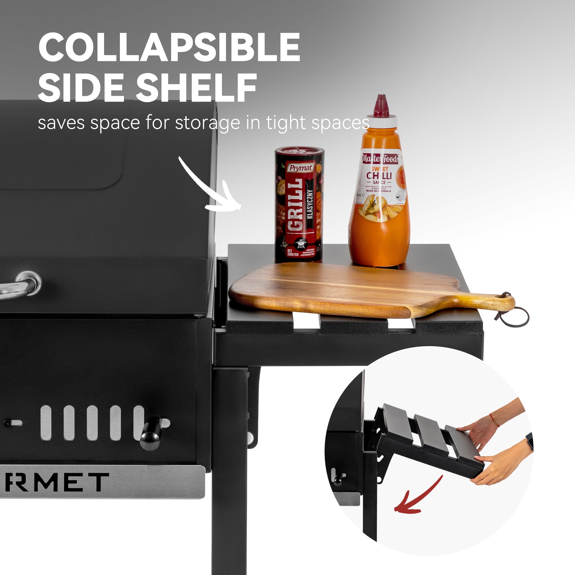 Royal Gourmet CD1824ET 24-Inch Movable Charcoal BBQ Grill with Foldable Side Shelves, Temperature-Controlled
