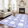 thumbnail image 2 of Non-Slip Rug Pad Rugs Abstract Love Heart Rectangle Area Rugs 5x7Ft Soft Carpet Pads for Living Room Kids Room, Purple White Plaid Lattice, 2 of 9