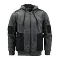 thumbnail image 6 of Men’s Two Tone Warm Soft Sherpa Lined Moto Quilted Zipper Fleece Hoodie Jacket (MSM-40-5 Heathered Black, L), 6 of 7