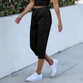 thumbnail image 2 of Women's Hiking Capri Pants with Pockets - Elastic Waist Athletic Cargo Pants,Loose Fit Comfortable for Travel & Casual, 2 of 6