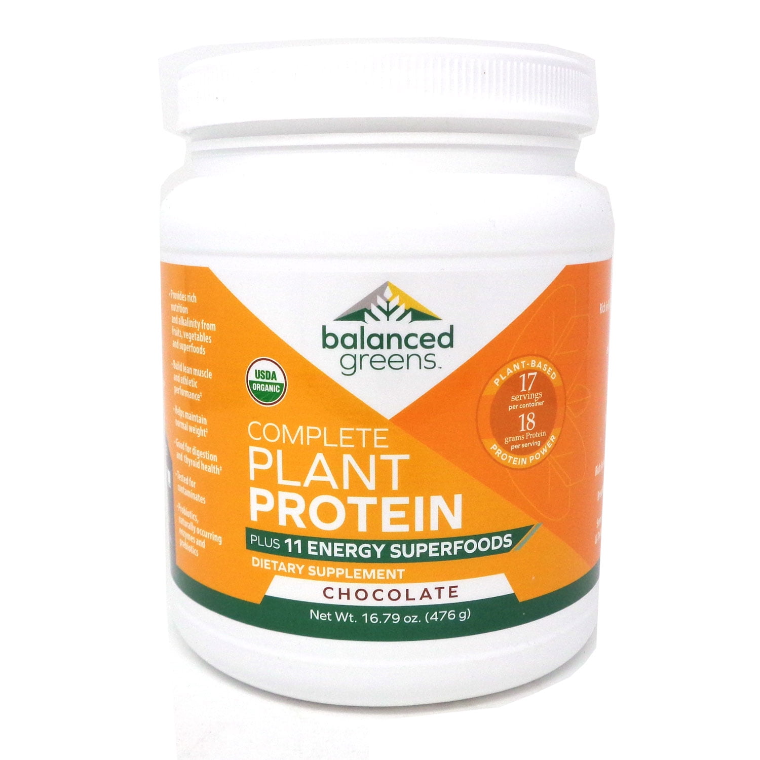 Balanced Greens Complete Plant Protein Chocolate - 16.79 Ounces