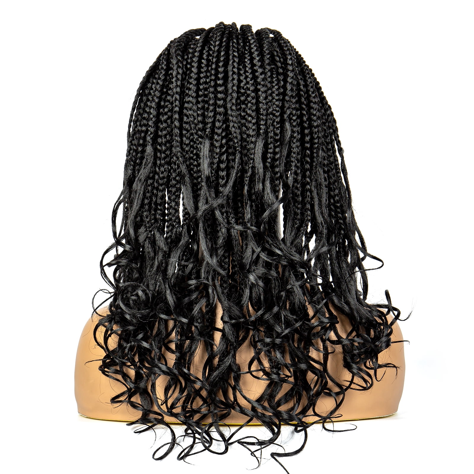 Braided Wigs for Black Women Synthetic Lace Front Wigs Square Knotless Box Braided Wigs Lightweight Cornrow Braid Braiding Hair Wigs 18 inches(1B Color)