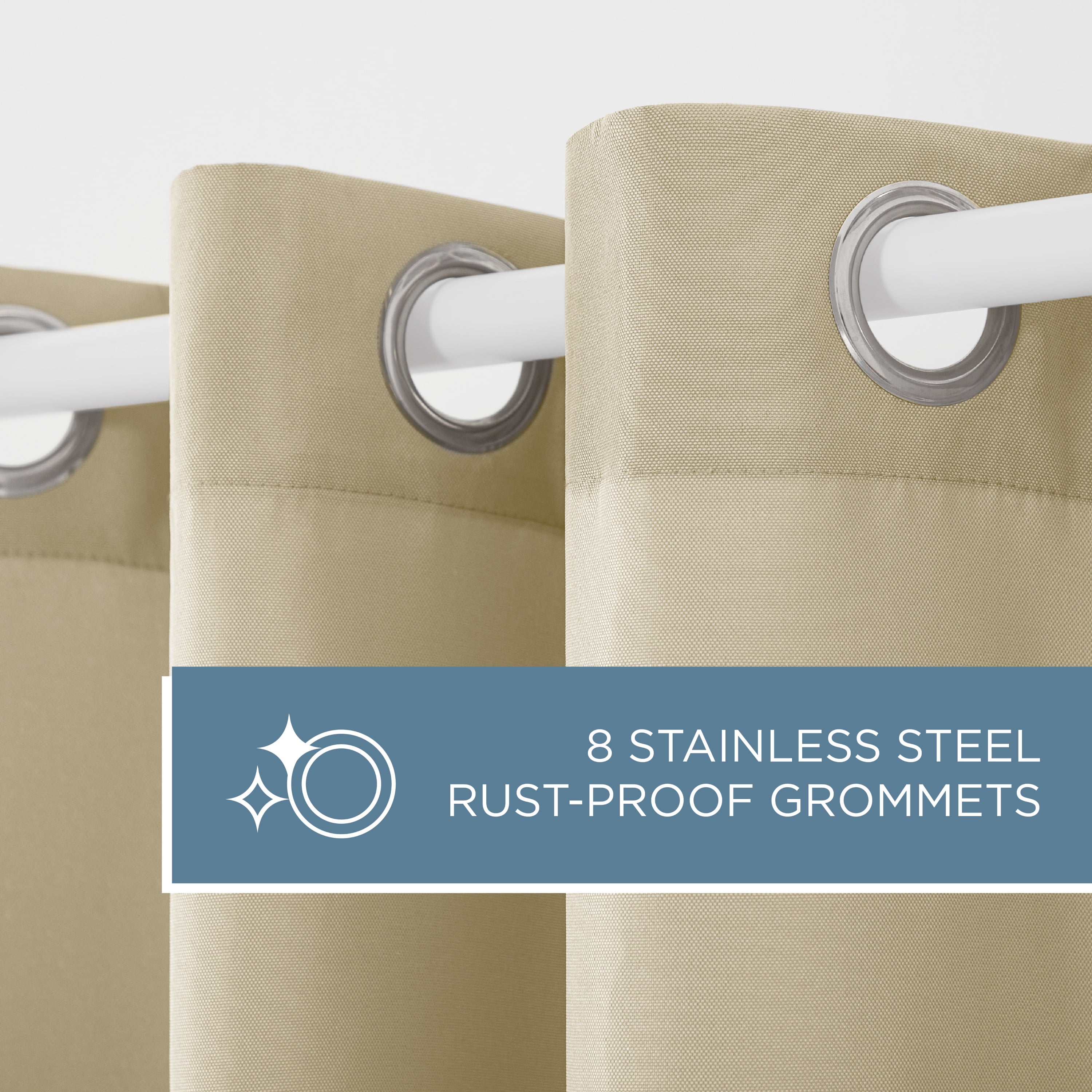 TOWN & COUNTRY BASICS Cabana Solid Heavyweight Indoor Outdoor Curtains, Light Filtering Opacity with Grommet Top, Water Repellent, 2-Pack Set, 54"x84", Natural