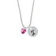 thumbnail image 2 of Delight Jewelry Hot Pink Crystal Heart Silvertone Script Initial Disc - I - Charm Necklace, 20"+3", 2 of 4
