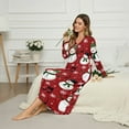 thumbnail image 3 of SEANATIVE Women's Long Sleeve Nightgown Cozy Full-Length Nightshirts Sleep Dress Soft Sleepwear Button House Dress for Christmas Holiday Party, XL, Snowman Musical Note Red, 3 of 7