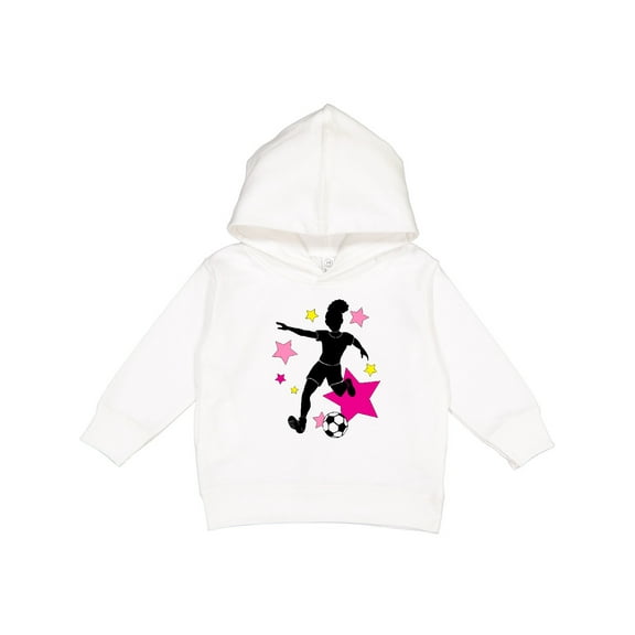 Inktastic Girl Playing Soccer Pink and Yellow Stars Toddler Hoodie