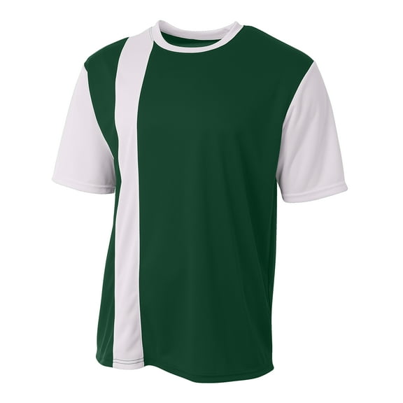A4 Youth Active Performance Short Sleeve Crew Neck Legend Color Block Sports Soccer Wear Jersey, FOREST/WHITE, X-Large, NB3016