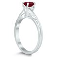 thumbnail image 2 of SZUL Women's Solitaire Oval 6X4MM Ruby Gemstone Twist Ring in 10K White Gold, 2 of 4