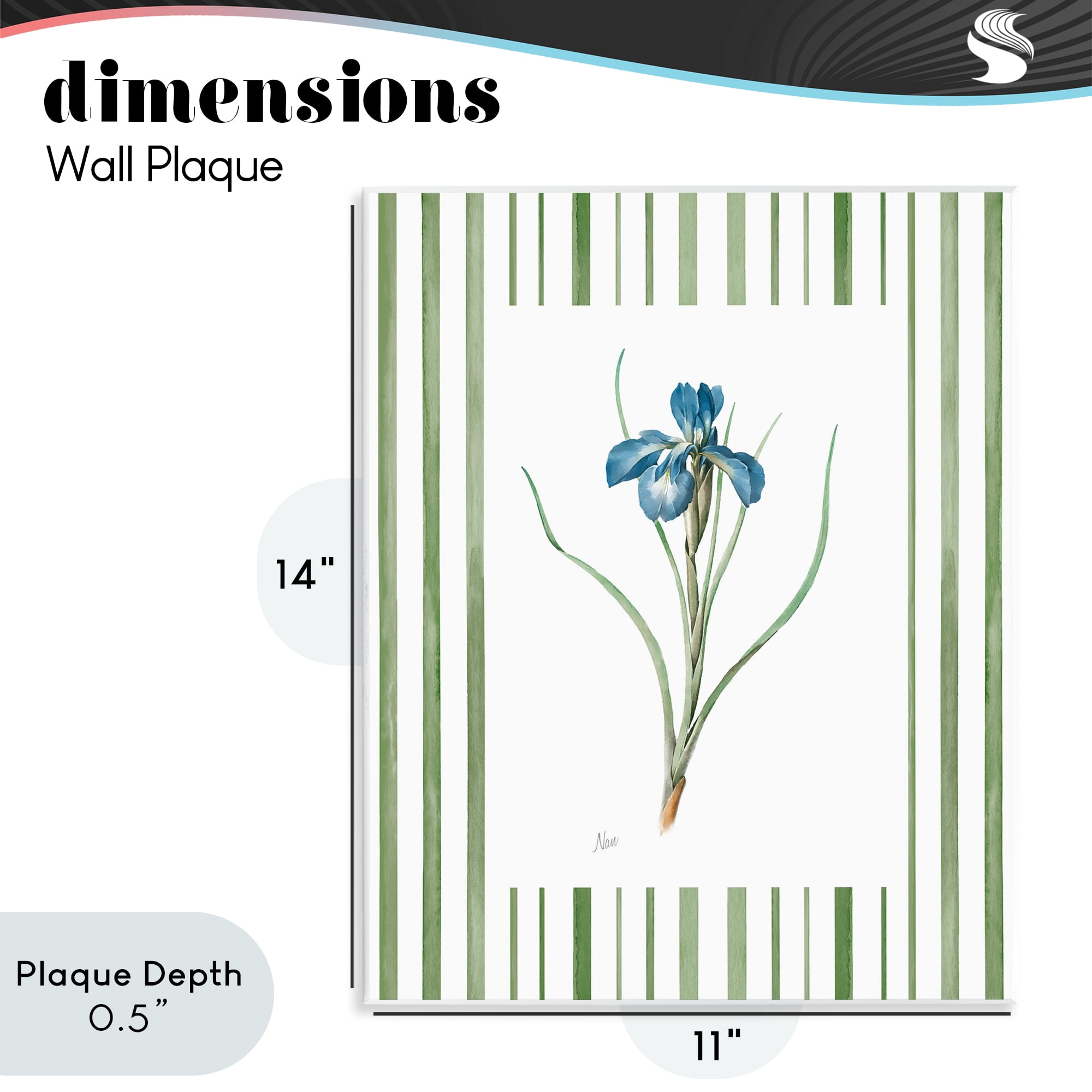 Stupell Industries Spring Iris And Stripes Wall Plaque Art, design by Nan