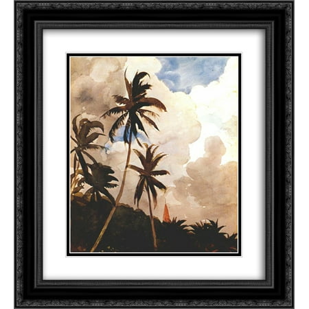 Winslow Homer 2x Matted 20x24 Black Ornate Framed Art Print Palm Winslow Homer 2x Matted 20x24 Black Ornate Framed Art Print Palm Trees Bahamas
