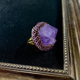 thumbnail image 2 of Anillo de piedra amatista natural de lujo retro ligero original elegante anillo abierto medio antiguo de alta calidad para mujeres, 2 of 6