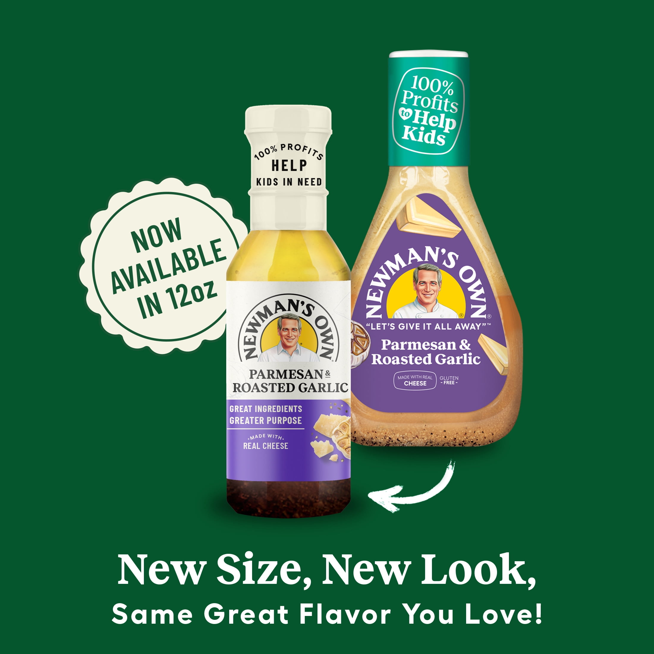 (2 pack) Newman's Own Parmesan & Roasted Garlic Salad Dressing and Marinade, 12 fl oz